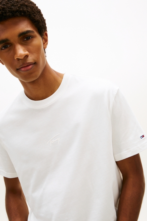 Tommy Jeans witte heren t-shirt | Close up