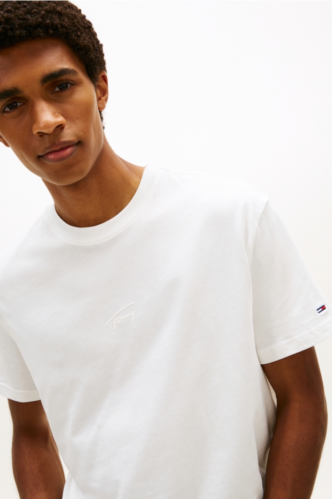 Tommy Jeans witte heren t-shirt | Close up