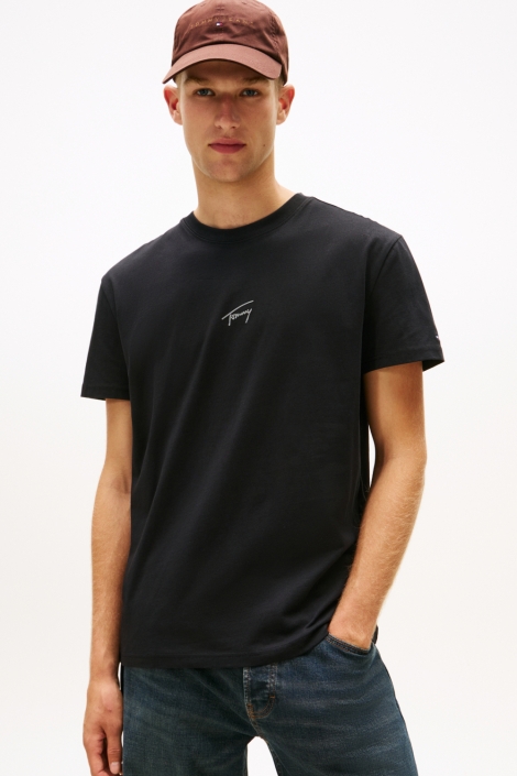 Tommy Jeans zwarte heren t-shirt | Model vooraanzicht