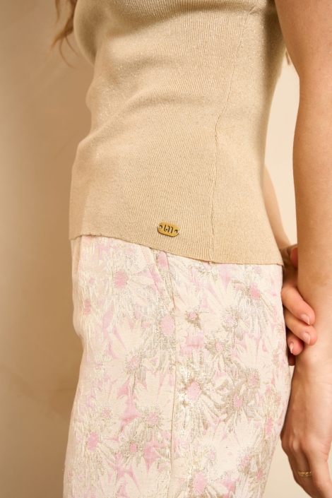 Lofty Manner camel dames top | Close up