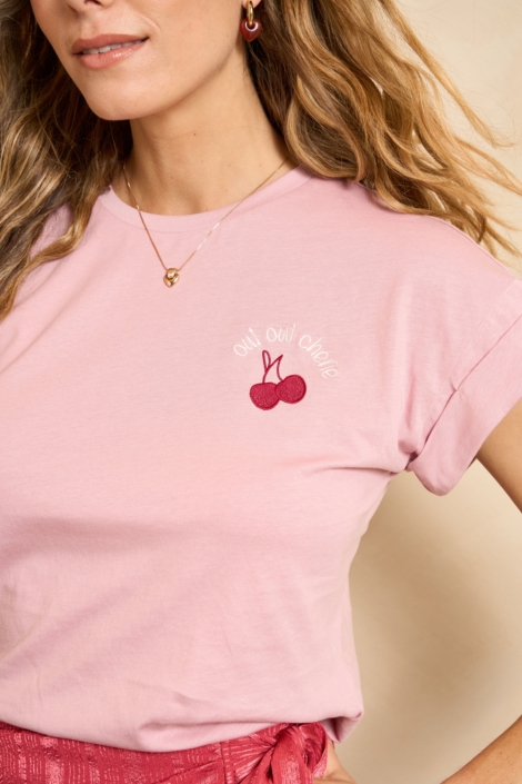 Lofty Manner roze dames t-shirt | Model vooraanzicht