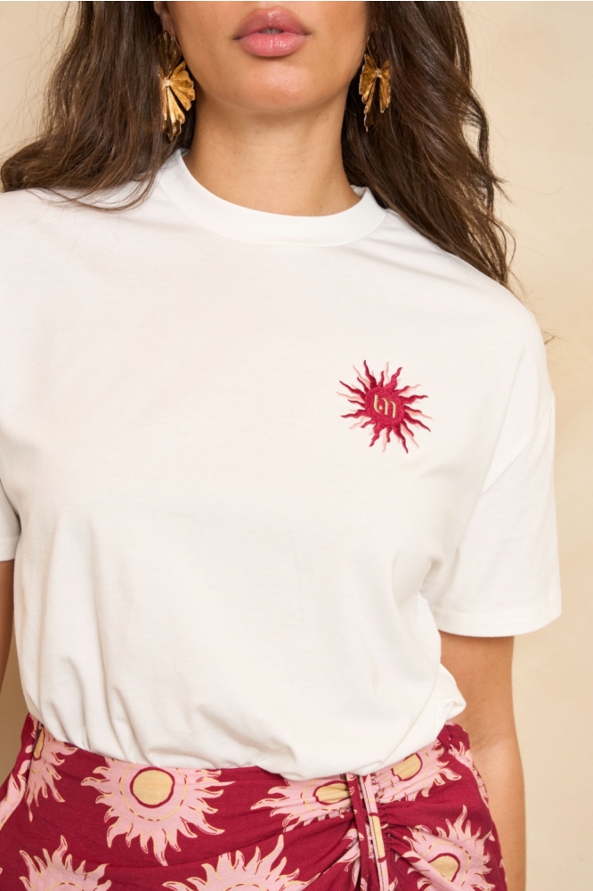 Lofty Manner witte dames t-shirt | Model vooraanzicht