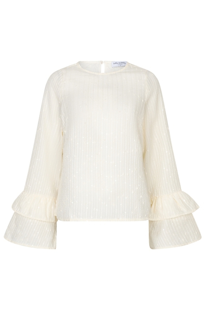 Lofty Manner beige dames t-shirt | Vooraanzicht