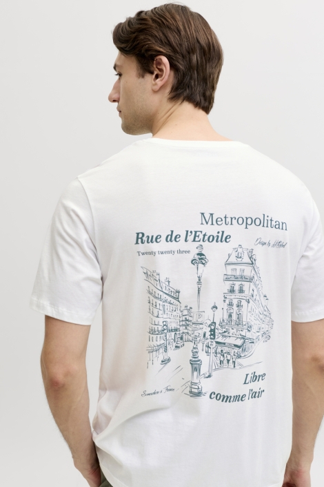 JJ Rebel witte heren t-shirt | Model achteraanzicht