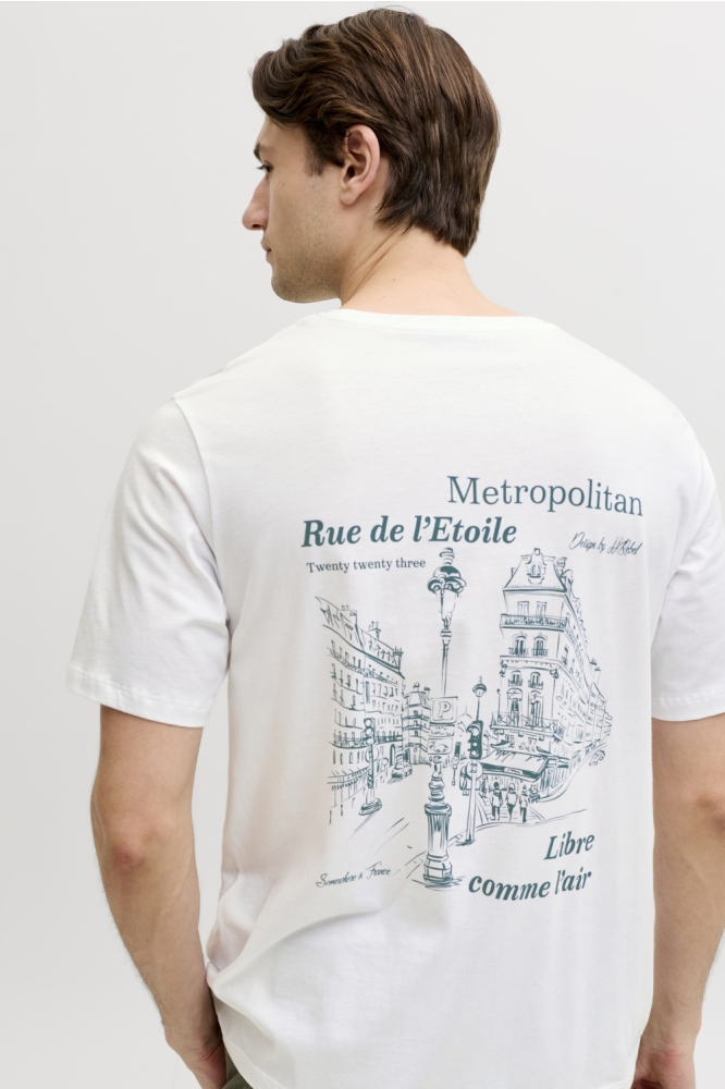 JJ Rebel witte heren t-shirt | Model achteraanzicht