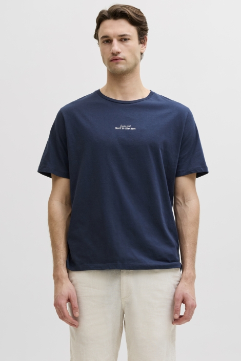 JJ Rebel blauwe heren t-shirt | Model vooraanzicht