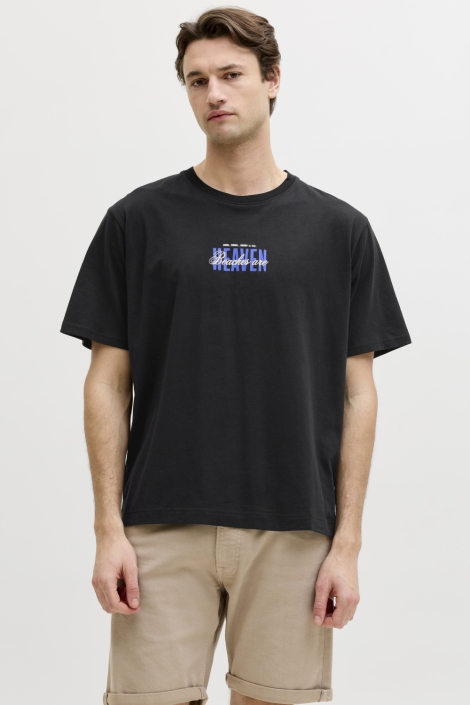 JJ Rebel zwarte heren t-shirt | Model vooraanzicht