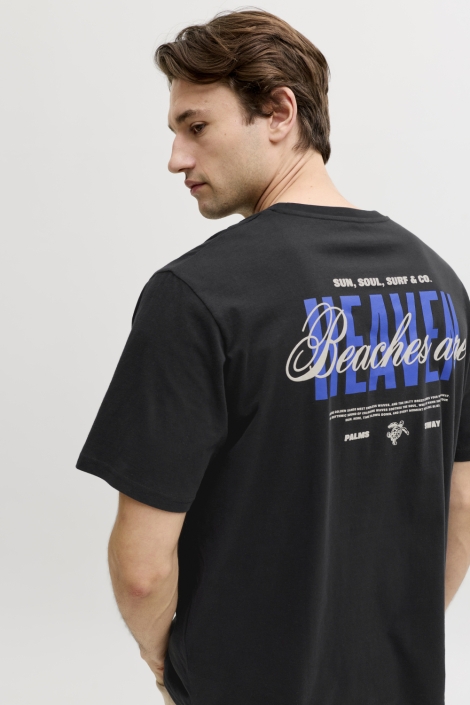 JJ Rebel zwarte heren t-shirt | Model achteraanzicht