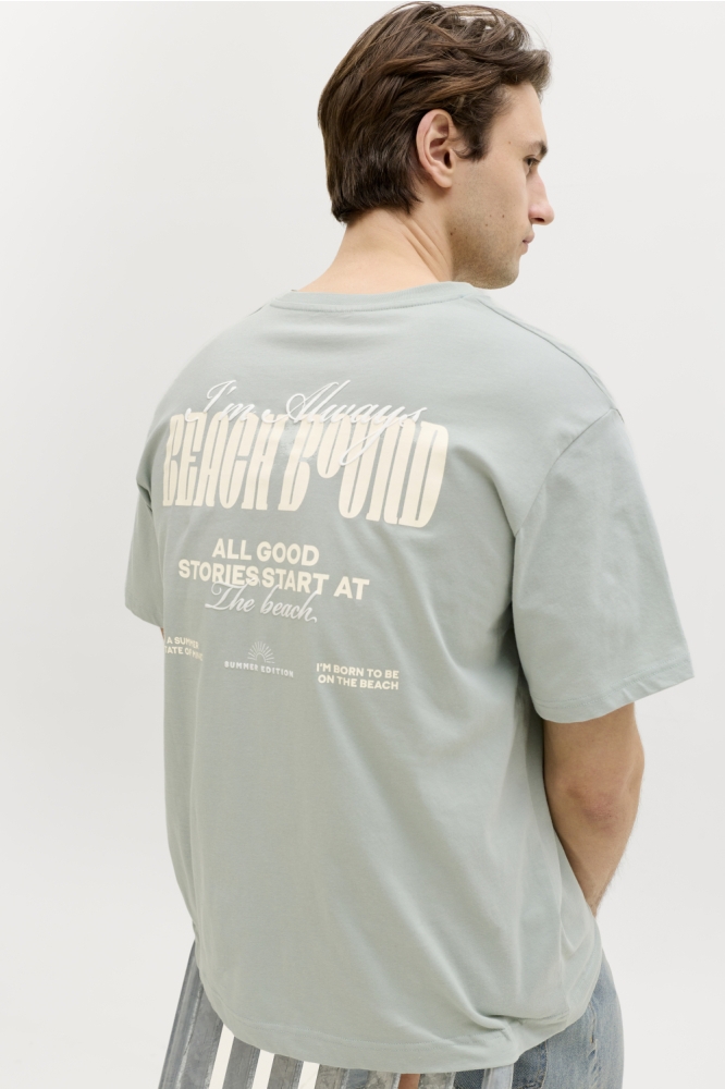 JJ Rebel groene heren t-shirt | Model achteraanzicht