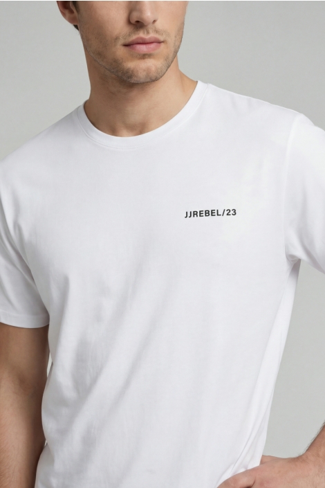 JJ Rebel witte heren t-shirt | Close up