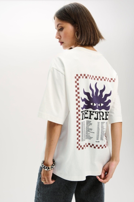 Refined Department witte dames t-shirt | Model achteraanzicht