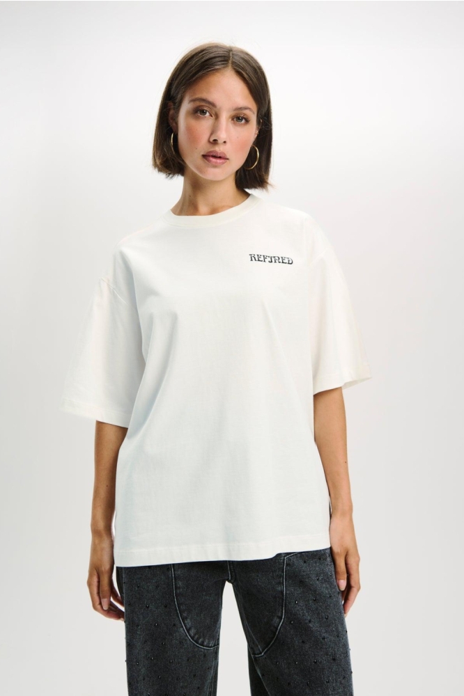 Refined Department witte dames t-shirt | Model vooraanzicht