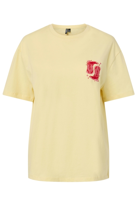 Pieces gele dames t-shirt | Vooraanzicht