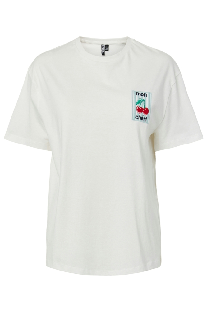 Pieces witte dames t-shirt | Vooraanzicht