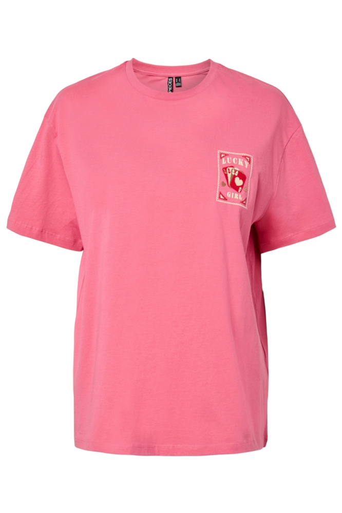 Pieces roze dames t-shirt | Vooraanzicht