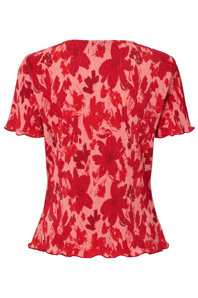 Pieces rode dames t-shirt | Achteraanzicht