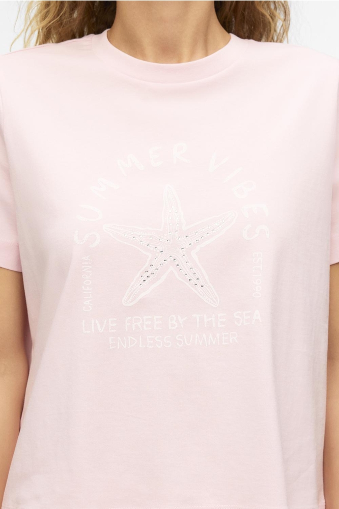 Vero Moda roze dames t-shirt | Close up