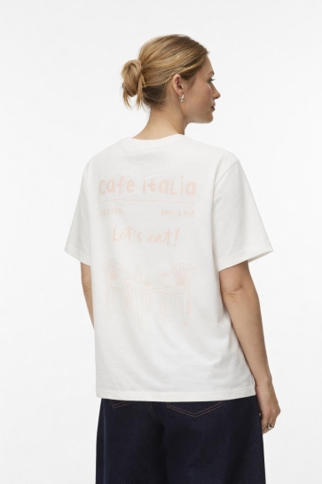 Vero Moda T-shirt VMTARA ANITA SS TOP BOX JRS 10343532 SNOW WHITE/CAFE ITALI