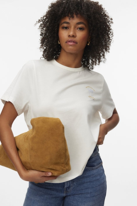 Vero Moda witte dames t-shirt | Model vooraanzicht