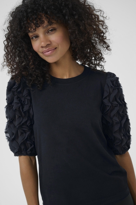 Kaffe zwarte dames t-shirt | Close up