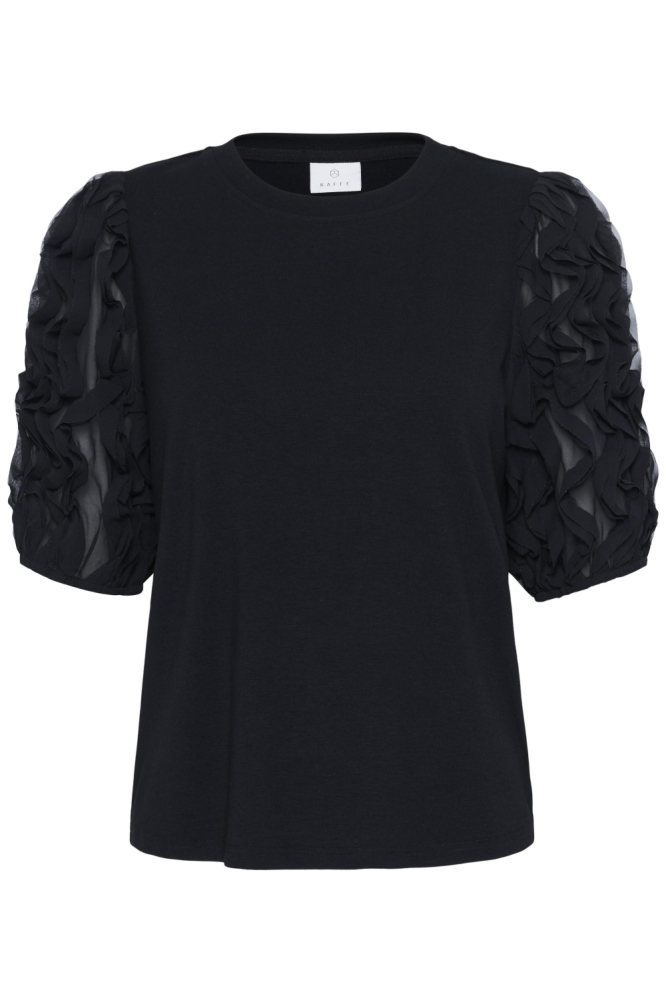 Kaffe zwarte dames t-shirt | Vooraanzicht