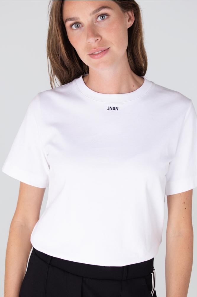 Juffrouw Jansen witte dames t-shirt | Close up