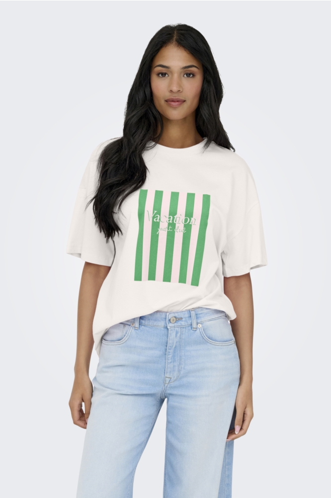 Jacqueline de Yong witte dames t-shirt | Model vooraanzicht