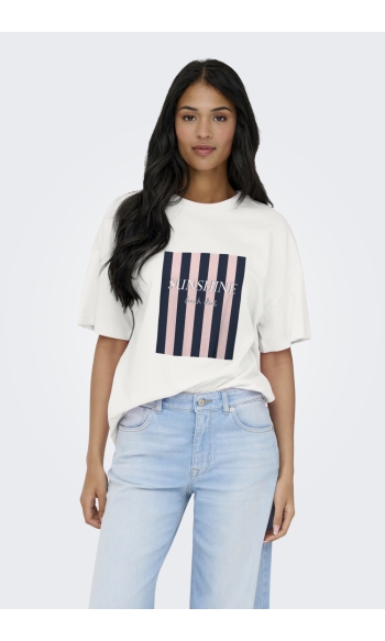 JDYCARLA S/S OVERSIZE T-SHIRT JRS 15356228 CLOUD DANCER/SUNSHINE