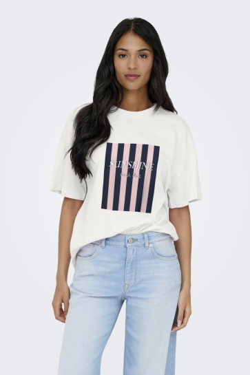 Jacqueline de Yong jdycarla s/s oversize t-shirt jrs Wit