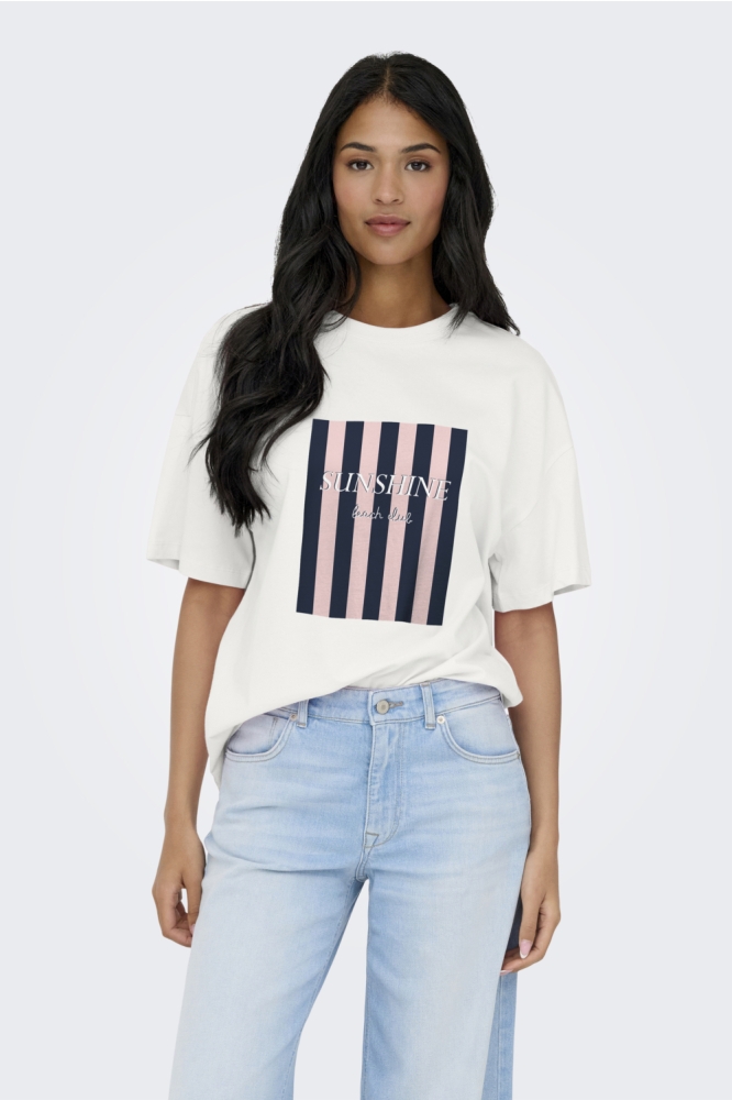 Jacqueline de Yong witte dames t-shirt | Model vooraanzicht