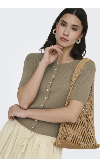 JDYGABY 2/4 O-NECK PEARL CARDIGAN K 15369786 Greige
