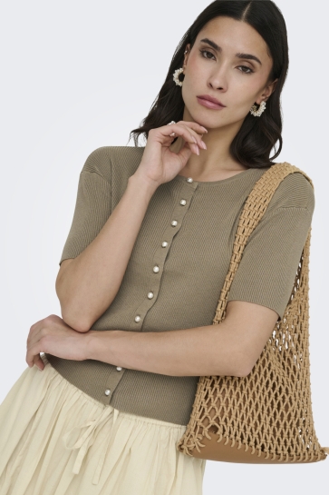 Jacqueline de Yong Vest JDYGABY 2/4 O-NECK PEARL CARDIGAN K 15369786 Greige