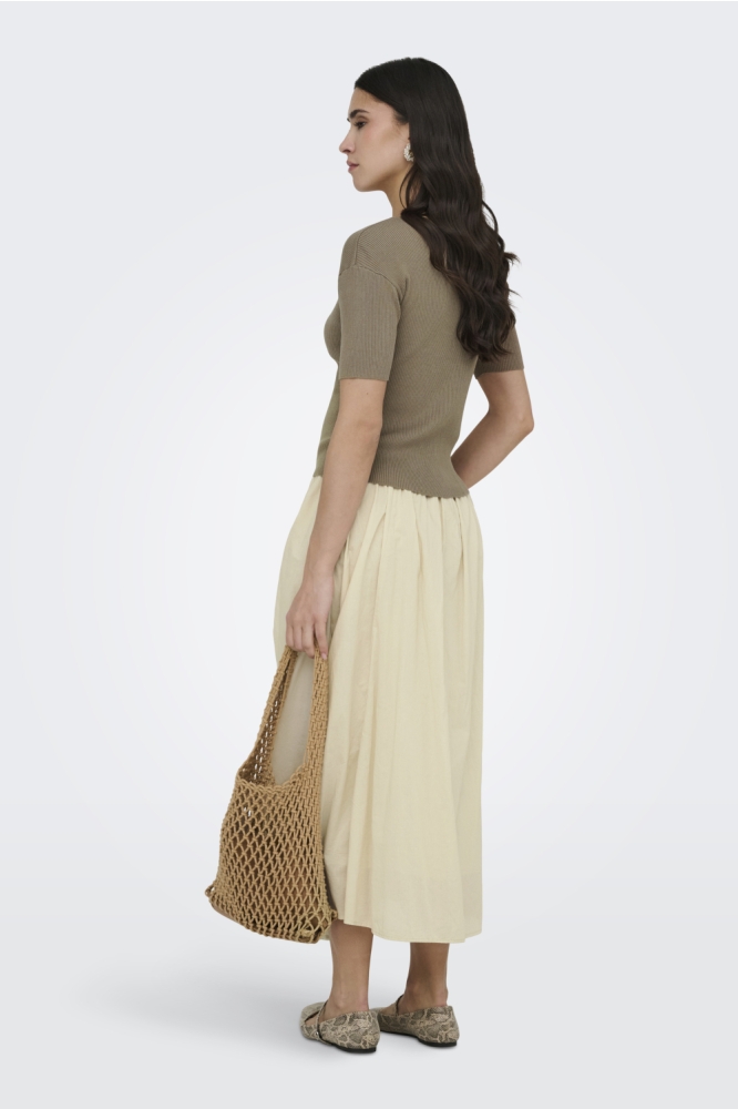 Jacqueline de Yong taupe dames vest | Model achteraanzicht