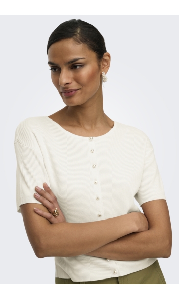 JDYGABY 2/4 O-NECK PEARL CARDIGAN KNT 15369786 Cloud Dancer