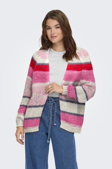 Only Vest ONLALYSSA LIFE LS OPEN CARDIGAN CC 15350964 Birch/Sea Pink/O