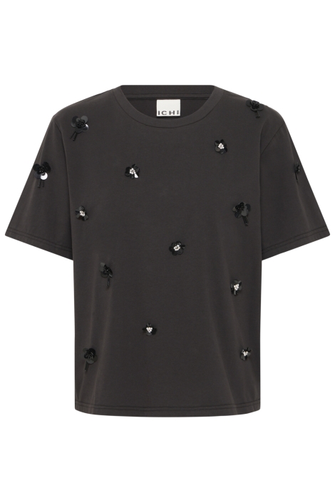 Ichi zwarte dames t-shirt | Vooraanzicht