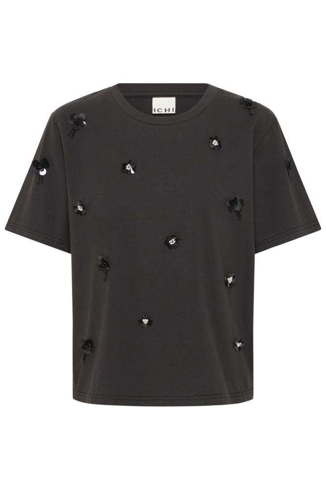 Ichi zwarte dames t-shirt | Vooraanzicht