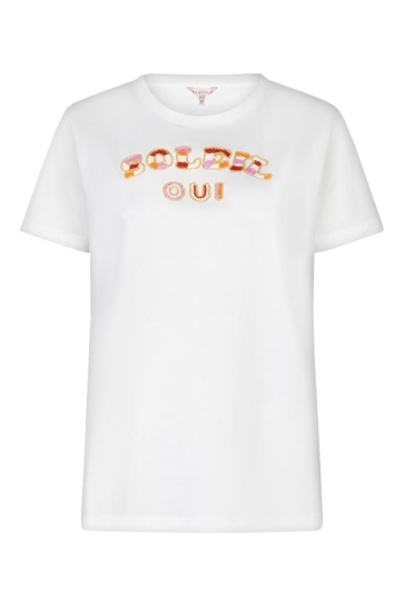 EsQualo T-shirt T SHIRT BEADING SOLEIL HS26 05200 off white / pink