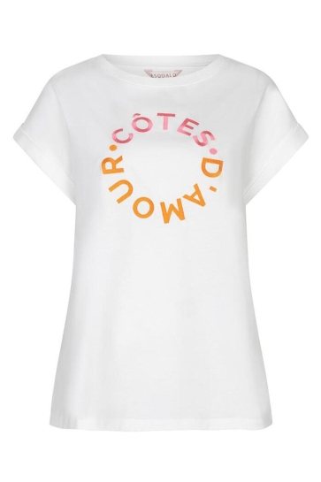 EsQualo T-shirt T SHIRT ROLLED UP SLVE COTES D ARMOUR HS26 05204 off white / pink