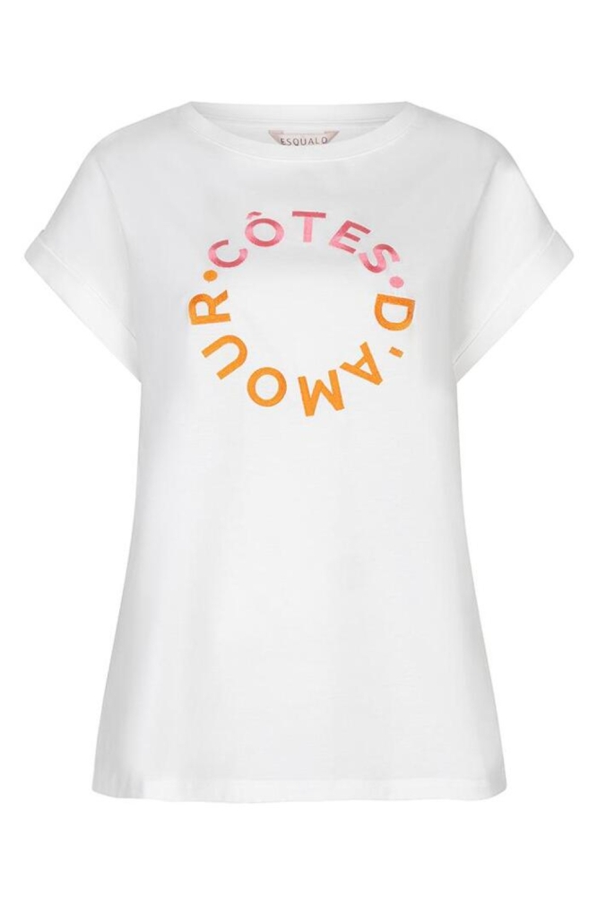 EsQualo witte dames t-shirt | Vooraanzicht