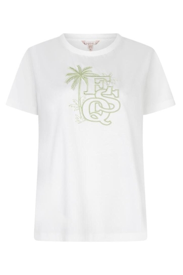 EsQualo T-shirt T SHIRT PALM ESQ EMBROIDERY HS26 05202 983 off white / green