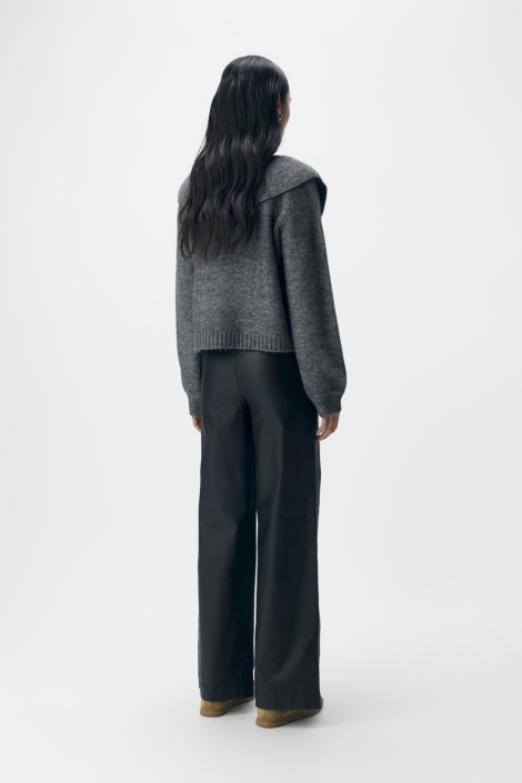 Object grijze dames vest | Model achteraanzicht