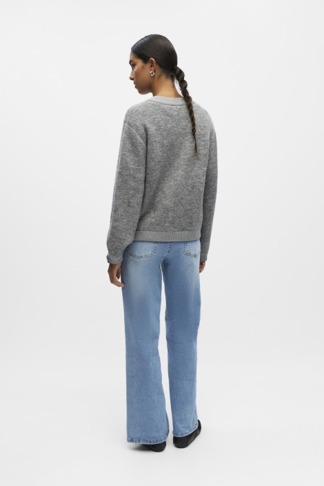 Object grijze dames vest | Model achteraanzicht