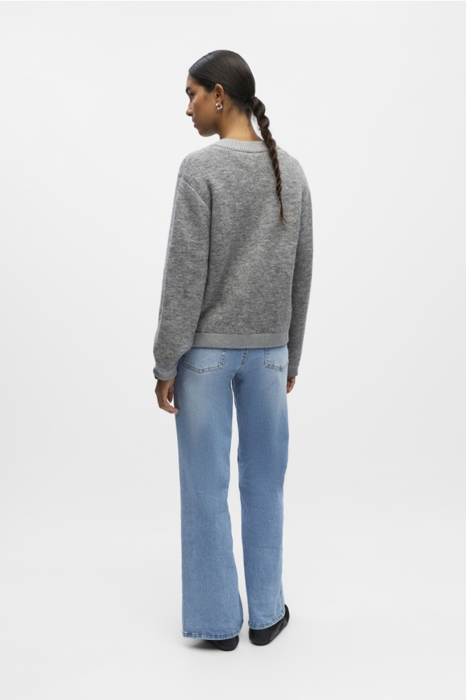 Object grijze dames vest | Model achteraanzicht