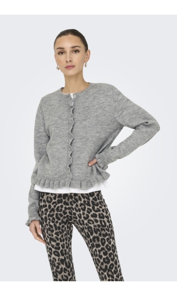 JDYLETTY L/S ON FRILL CARDIGAN KNT 15363485 Light Grey Melange