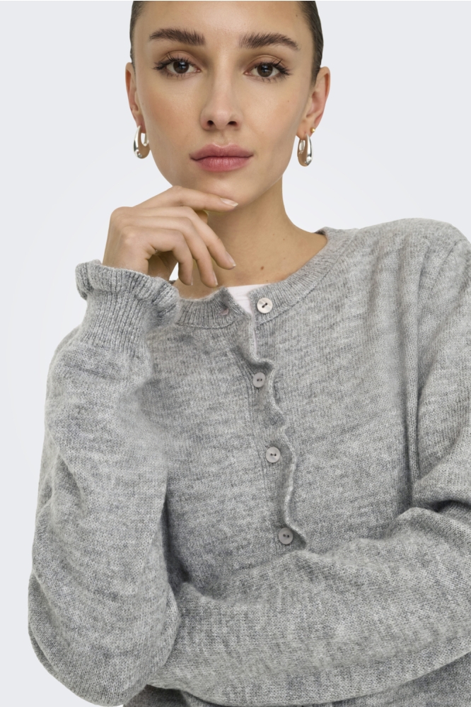 Jacqueline de Yong grijze dames vest | Close up