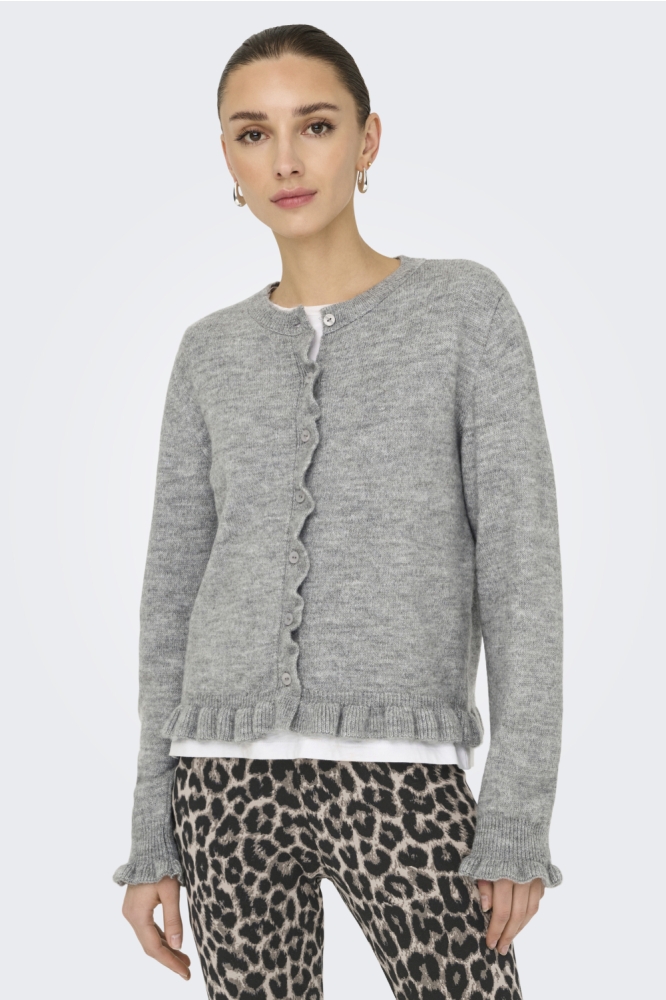 Jacqueline de Yong grijze dames vest | Model vooraanzicht