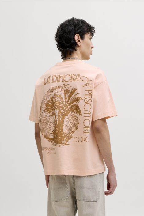 Jack & Jones oranje heren t-shirt | Model achteraanzicht