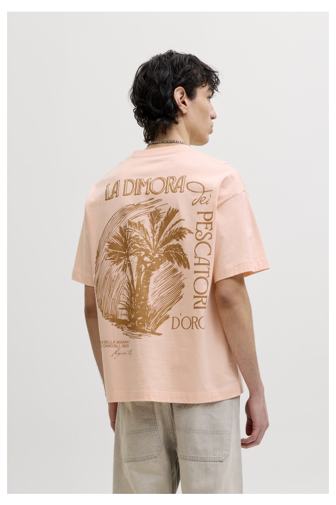 Jack & Jones oranje heren t-shirt | Model achteraanzicht