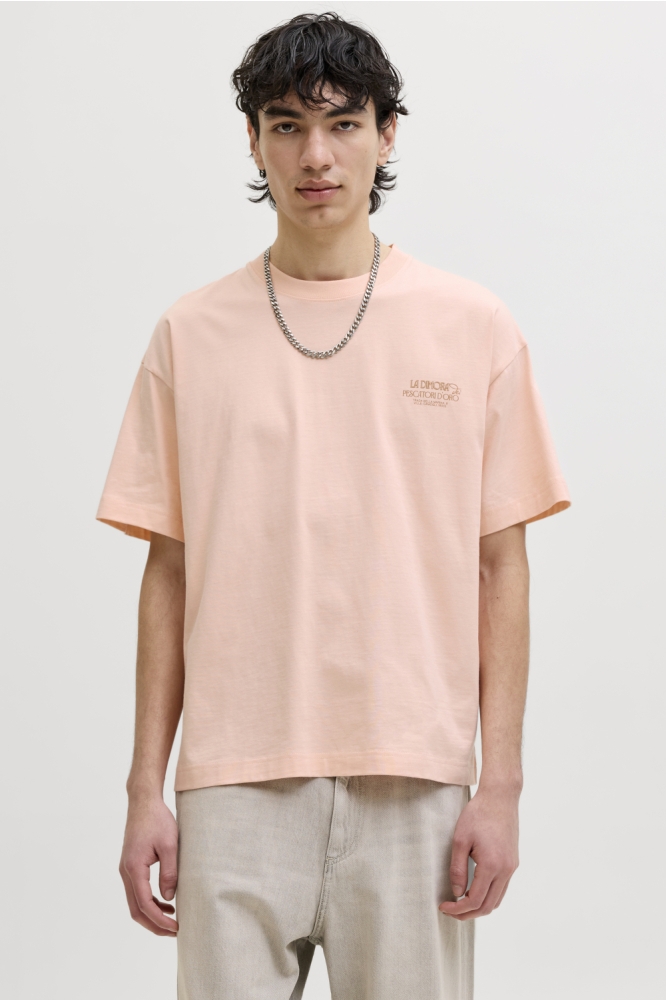 Jack & Jones roze heren t-shirt | Model vooraanzicht